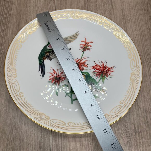 Vtg Boehm English Bone Porcelain Broad-tailed Hummingbird Plate Collection White - Picture 7 of 9